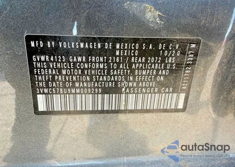 2021 Volkswagen Jetta S from USA, damaged, VIN 3VWC57BU9MM009299